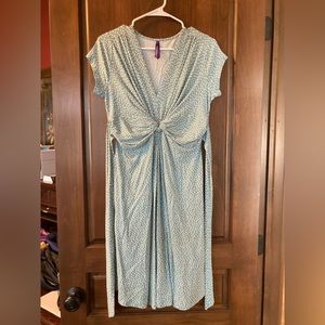 Seraphine sage polka dot knot front dress